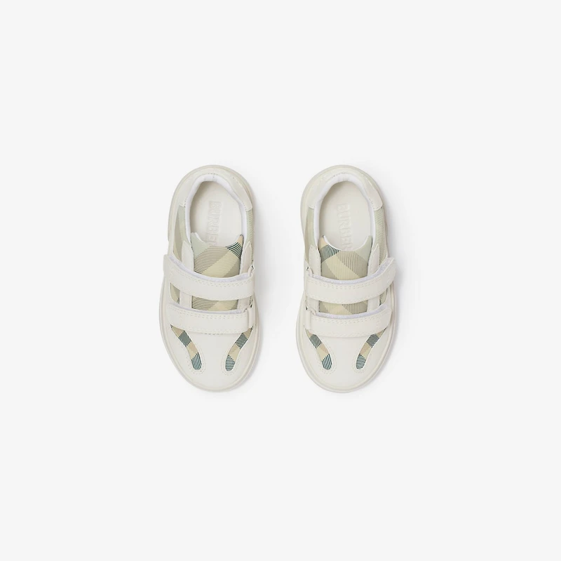 Check and Leather Sneakers in Breeze - Children | Burberry® Official
