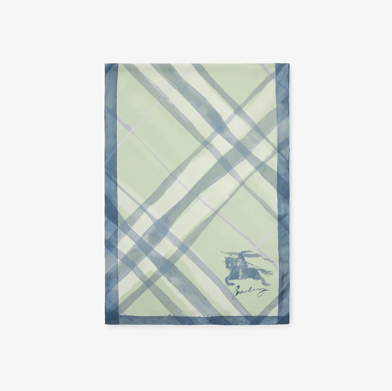 Wide Watercolour Check Silk Scarf in Seafoam green | Burberry® Official
