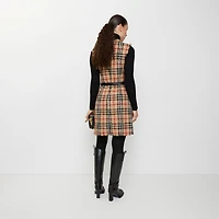 Check Wool Blend Bouclé Dress in Sand beige - Women | Burberry® Official