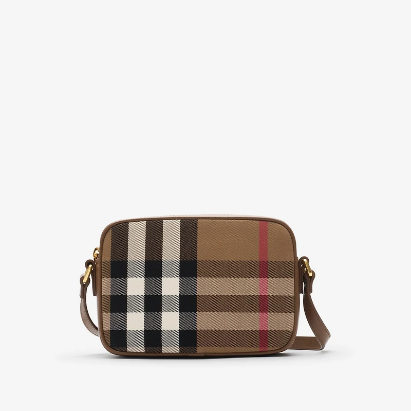 Small Check Camera Bag in Earth brown - Women | Burberry® Official