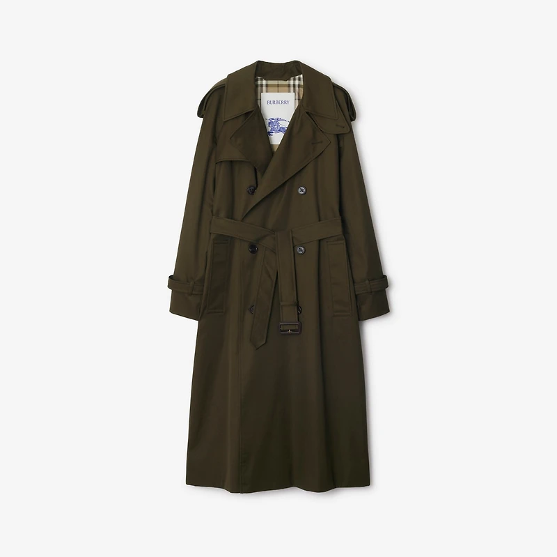 Long Castleford Trench Coat in Juniper - Women, Cotton | Burberry® Official