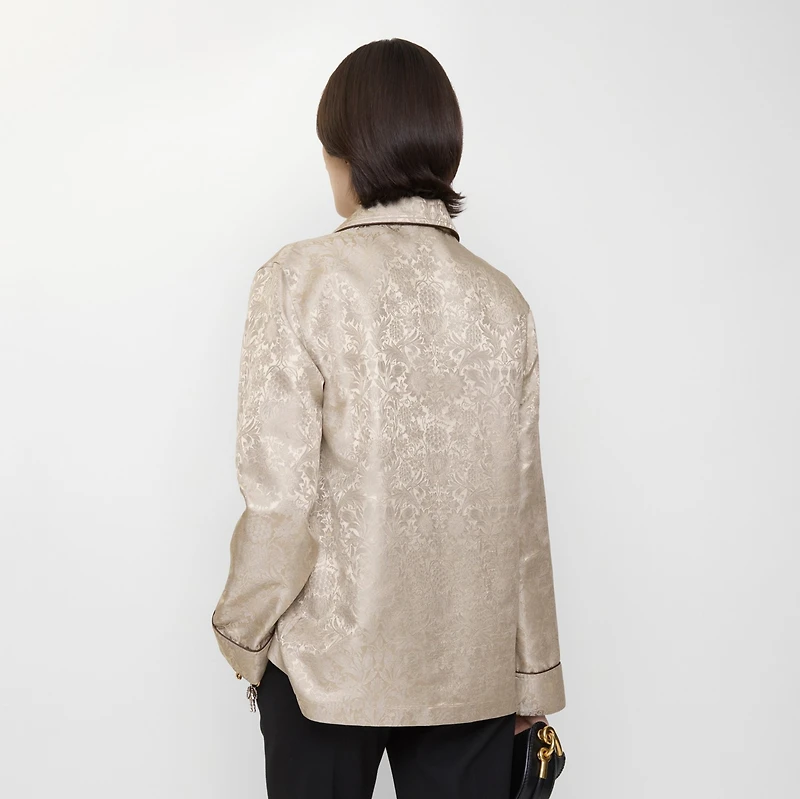 Sunflower Silk Pyjama Shirt in Taupe beige - Women | Burberry® Official