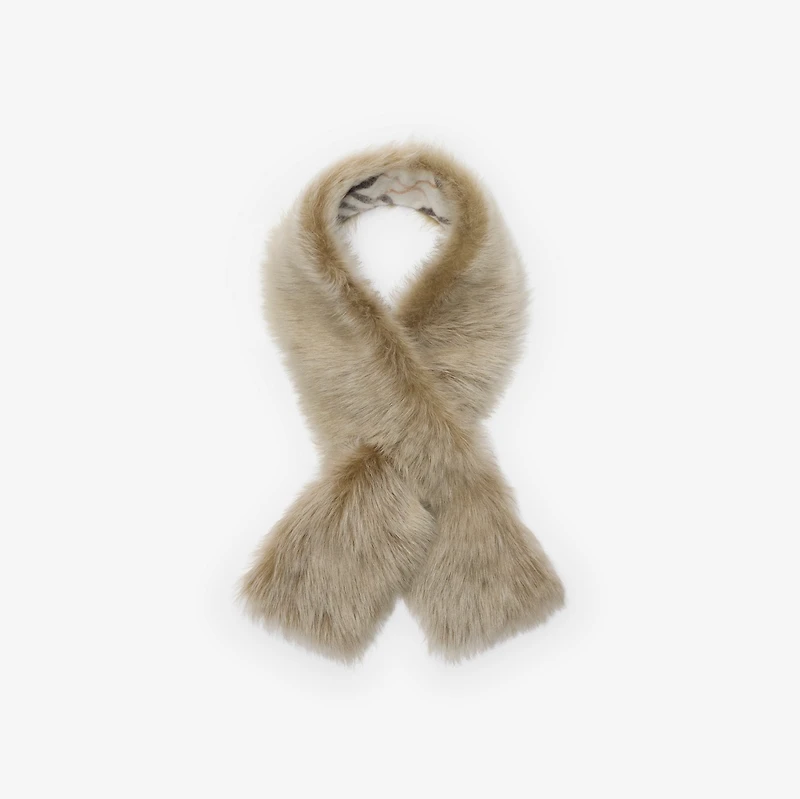 Reversible Shearling Scarf in Pebble grey/linden beige | Burberry® Official
