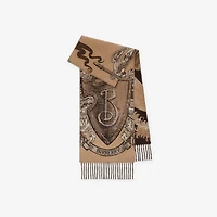 Etched Knight Cashmere Scarf in Sand beige | Burberry® Official