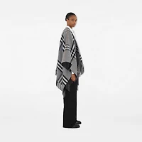 Contrast Check Wool Cashmere Jacquard Cape in Grey/charcoal | Burberry® Official