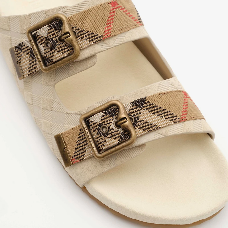 Check Suede Urchin Sandals in Bake beige - Men | Burberry® Official