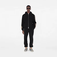 Check Trim Cotton Zip Hoodie in Black - Men | Burberry® Official
