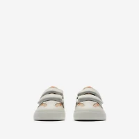 Check and Leather Sneakers in Sand