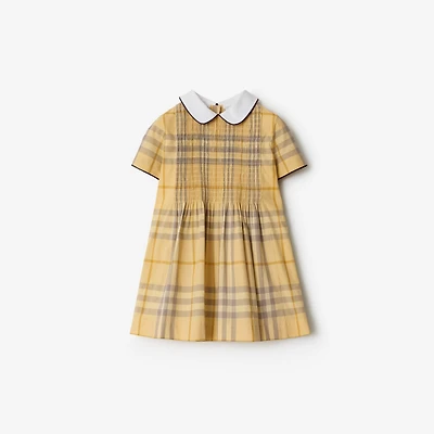 Check Cotton Dress in Drum | Burberry® Official