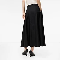 Wool Twill Midi Skirt in Black - Women | Burberry® Official
