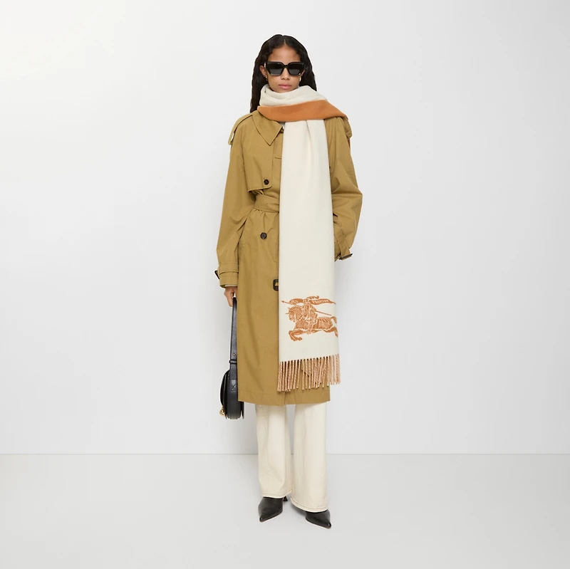 Reversible EKD Cashmere Scarf in Pebble white | Burberry® Official