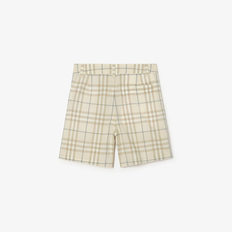 Check Cotton Shorts in Sesame beige | Burberry® Official
