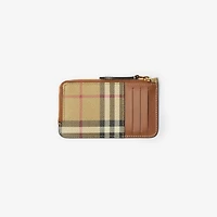 Check Zip Card Case in Archive beige/briar brown - Women | Burberry® Official