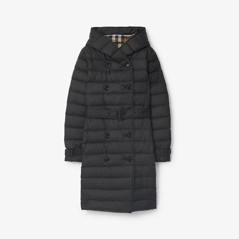 Long Nylon Hooded Puffer Coat in Black - Women | Burberry® Official