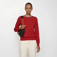 Check Trim Wool Sweater in Crimson - Women | Burberry® Official