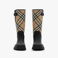 Rubber Marsh Stamp High Boots​ in Black - Women | Burberry® Official