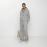 Check Trim Cotton Track Pants in Pale grey melange - Women | Burberry® Official