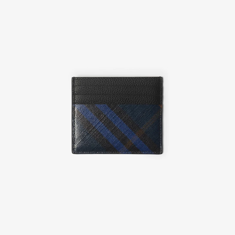 Tall Check Card Case in Midnight - Men, Cotton, Linen | Burberry® Official