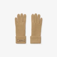 Logo Patch Wool Blend Gloves in Sand - Men | Burberry® Official