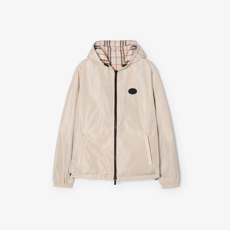 Reversible Check Newport Hooded Jacket in Pebble beige - Men, Nylon | Burberry® Official