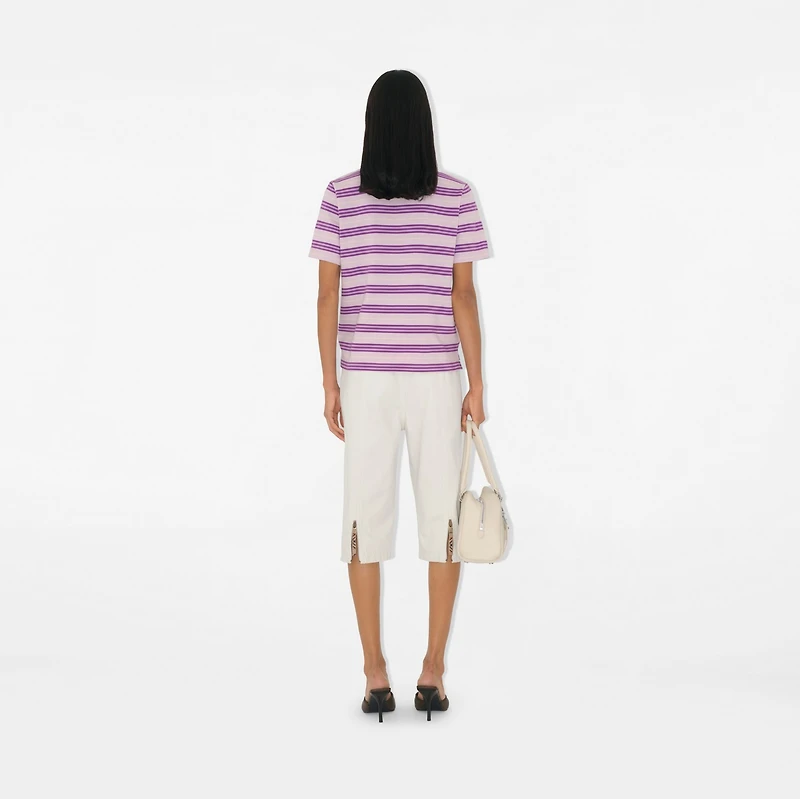 Striped Cotton Polo Shirt in Haze - Women | Burberry® Official