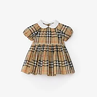 Check Cotton Dress with Bloomers in Sand beige - Children | Burberry® Official