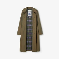 Long Gabardine Car Coat in Bright olive - Women, Cotton Gabardine | Burberry® Official