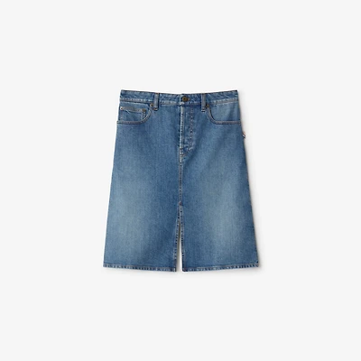 Denim Skirt in Mid blue - Women, Cotton | Burberry® Official