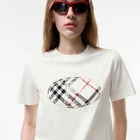 Check Knight Stamp Cotton T-shirt in Chalk white - Women | Burberry® Official