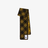 Narrow Check Wool Scarf in Chocolate brown/crown yellow | Burberry® Official