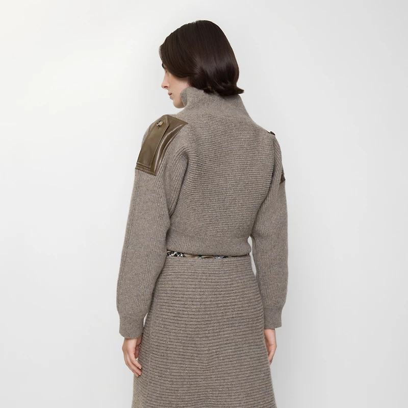 Wool Half-button Sweater in Beige melange - Women | Burberry® Official