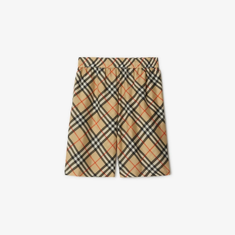 Check Silk Shorts in Sand - Men | Burberry® Official