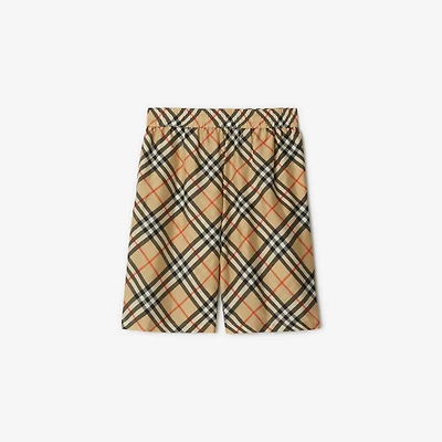 Check Silk Shorts in Sand - Men | Burberry® Official