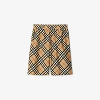 Check Silk Shorts in Sand - Men | Burberry® Official