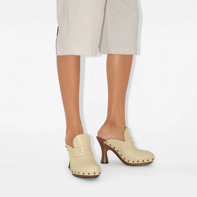 Leather Potter Clogs in Bake - Women | Burberry® Official