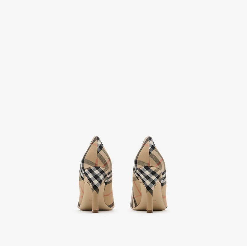 Check Dame Pumps​ in Sand - Women, Linen | Burberry® Official