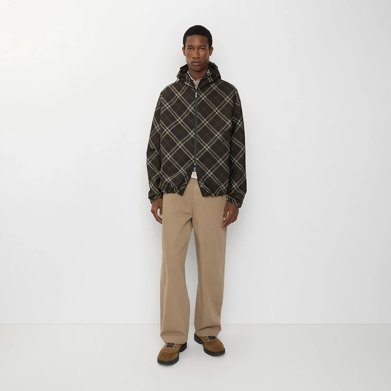 Reversible Check Hooded Jacket in Truffle brown - Men | Burberry® Official