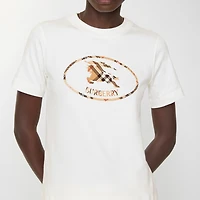 Check Knight Stamp Cotton T-shirt in Chalk white/sand beige - Women | Burberry® Official