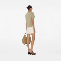 Check Trim Cotton T-shirt in Skylark - Women | Burberry® Official