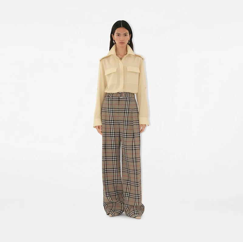Silk Wool Blend Shirt in Nutmeg - Women | Burberry® Official