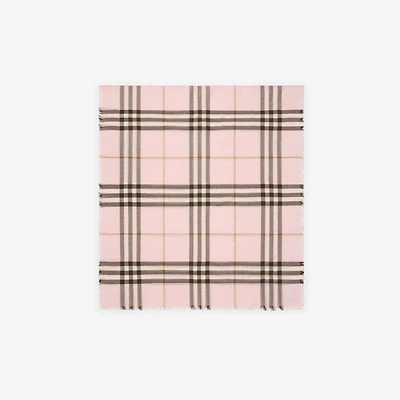Wide Check Wool Scarf in Bow pink | Burberry® Official