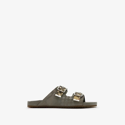 Check Suede Urchin Sandals in Chino grey - Men | Burberry® Official