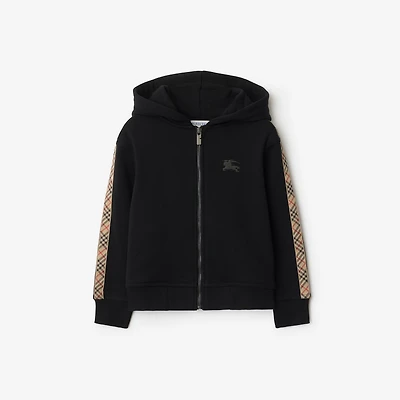 Check Trim Cotton Zip Hoodie in | Burberry® Official