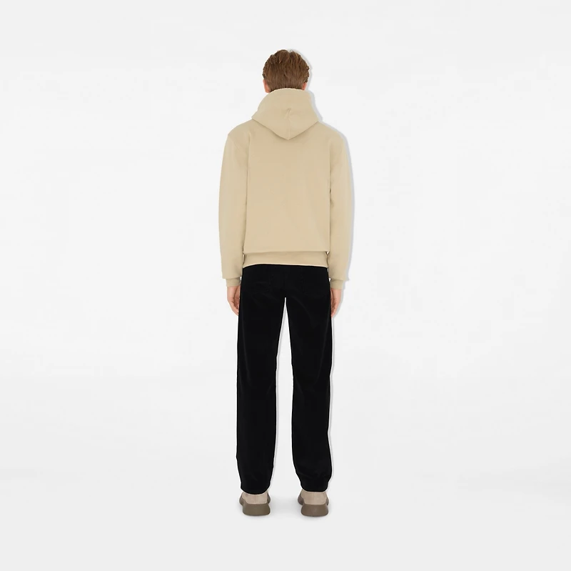 Check Label Cotton Hoodie in Nutmeg - Men | Burberry® Official