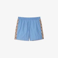 Check Trim Swim Shorts in Cornflower blue - Men, Nylon | Burberry® Official