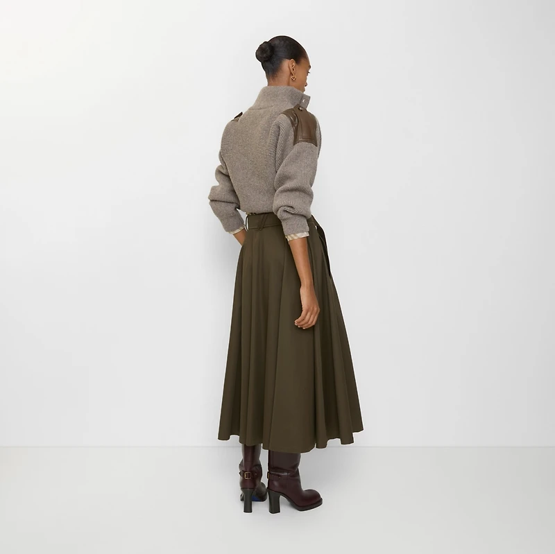 Gabardine Trench Midi Skirt in Juniper green - Women | Burberry® Official