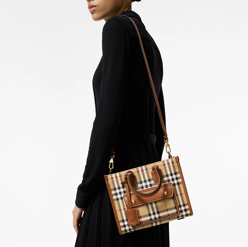 Mini Freya Tote in Archive beige/briar brown - Women | Burberry® Official