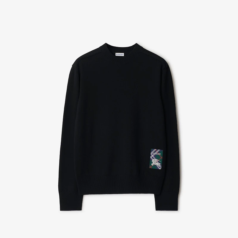 Check Label Wool Sweater in Black - Men | Burberry® Official