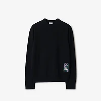 Check Label Wool Sweater in Black - Men | Burberry® Official