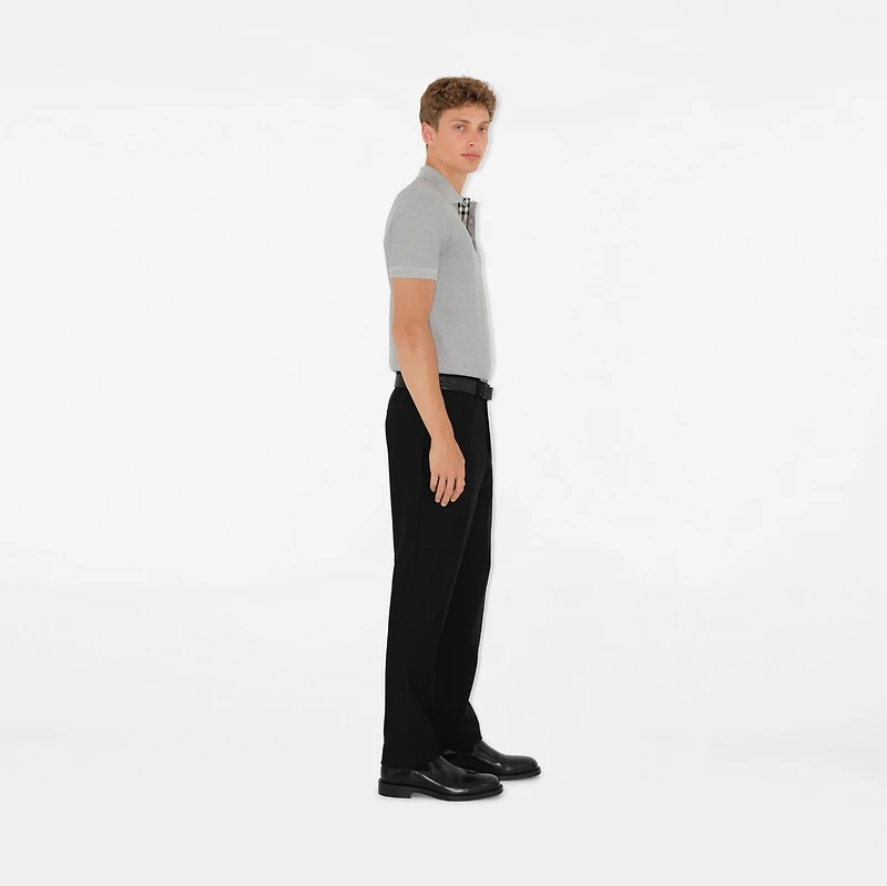 Cotton Polo Shirt in Pale grey melange - Men | Burberry® Official